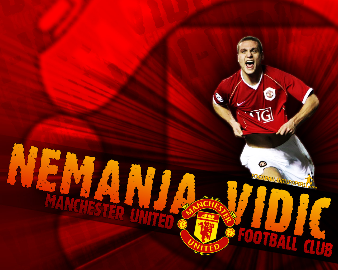 Wallpaper Manchester United Player Nemanja Vidic